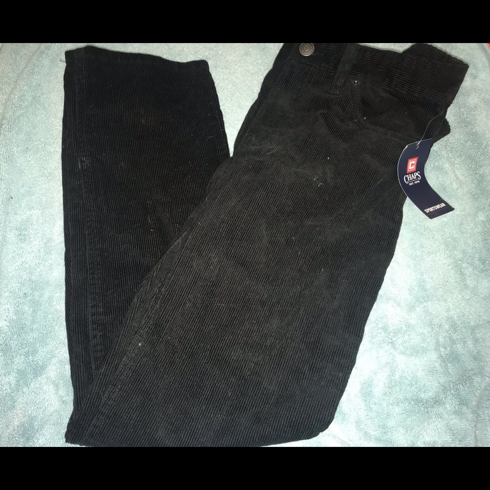 NWT Boys Black CHAPS Corduroy Jeans - Size 12